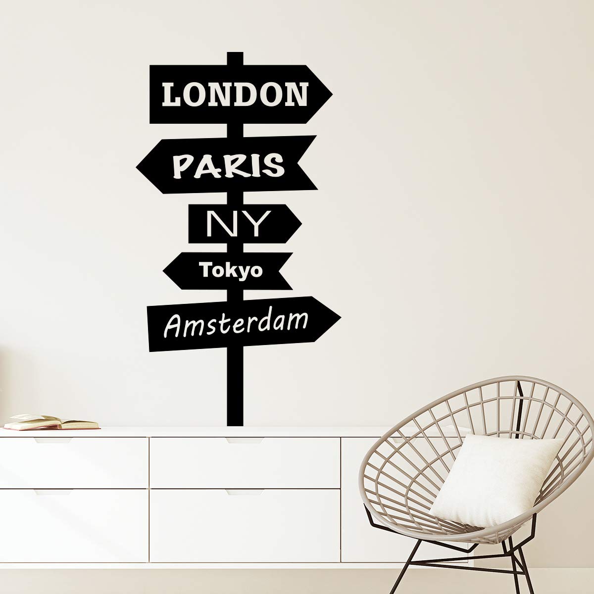 Ambiance Sticker s Wall Sticker City Sign 100 x 55 cm Black