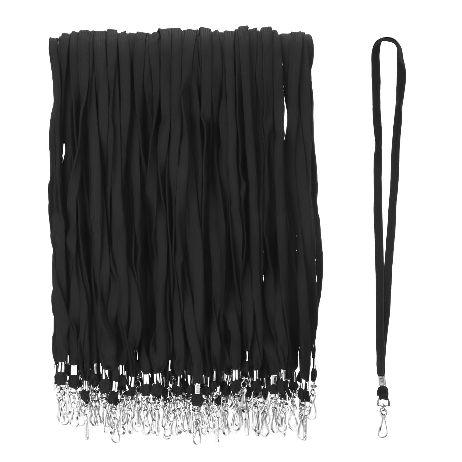 QWORK® 100PCS Neck Lanyard with Swivel Clip for ID Nametag Badge Holder - Black