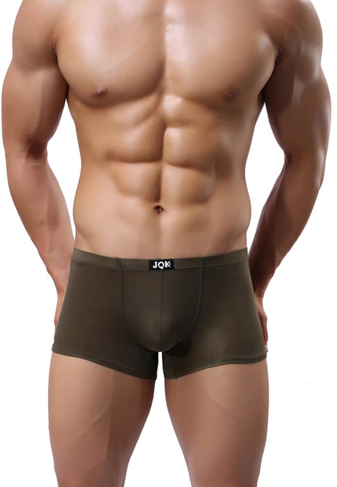Louis Rouse Men's Solid Color Ice Silk Smooth Boxer-Briefs Black