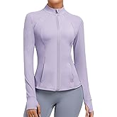 Cighay Women's Athletic Full Zip Lightweight Workout Jacket With Pockets Running Slim Fit Yoga Sportwear With Thumb Holes