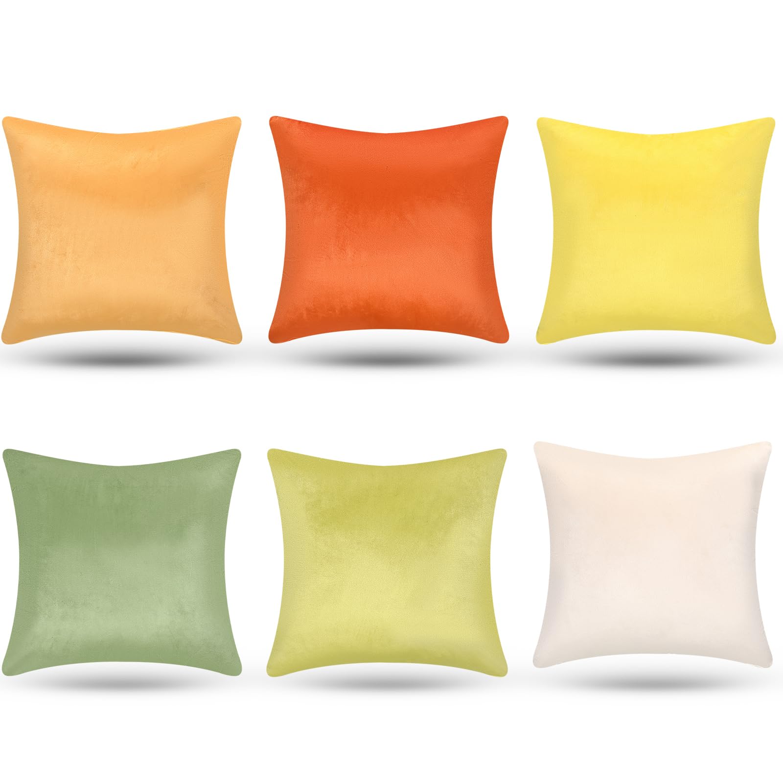 Photo 1 of Remagr Pack of 6 Decorative Throw Pillow Covers Solid Square Soft Pillowcase Set Cushion Cases for Sofa Couch Bed Car Home Decor 18 x 18 inches/ 45 x 45 cm (Retro Color,Velvet)