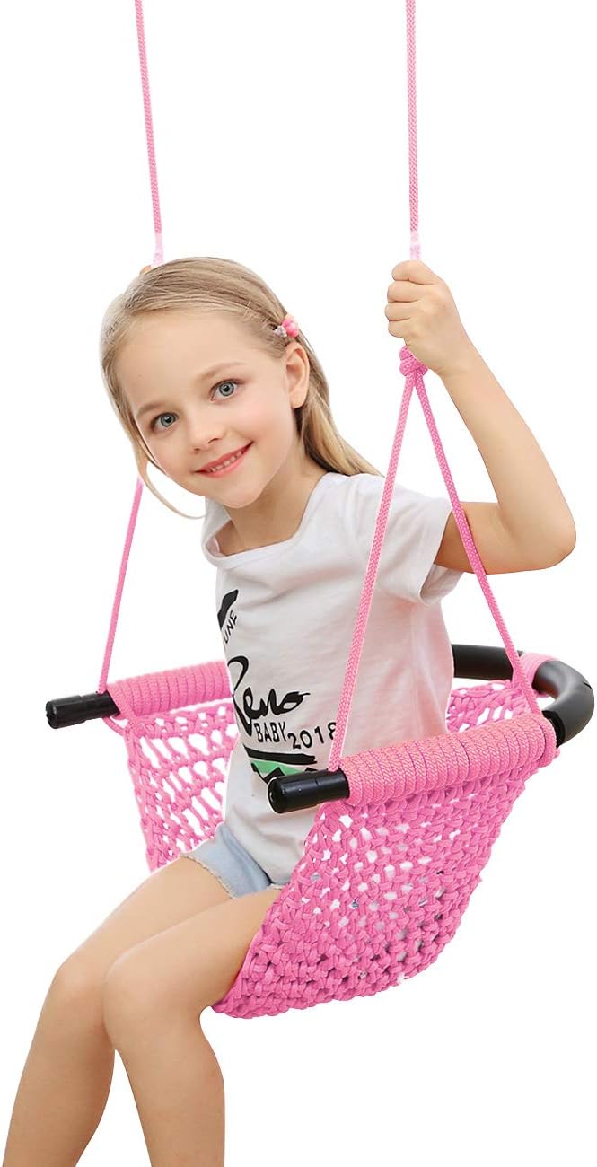 ROPECUBE HandKnitting Toddler Swing, Swing Seat for Kids with
