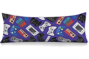 WONDERGIFT Game Body Pillow Cover for Boys Gifts Gaming Pattern Long Pillow Case with Zipper Ultra Soft Decorative Modern Large Pillowcases Soft Cushion Covers for gameroom,Bedroom,Couch,Sofa 20"x54"(Blue)
