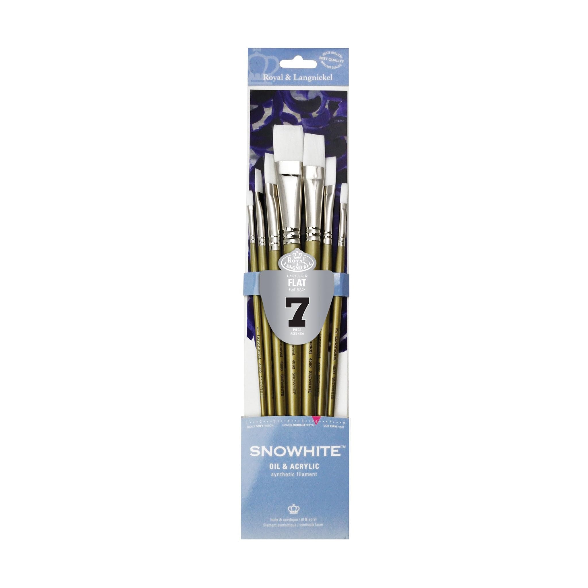 Royal and Langnickel Snowhite Flat Brush Set - 7 Pieces