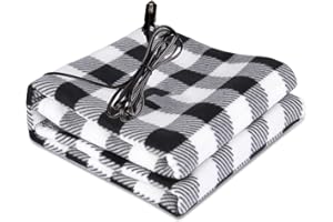AESRAOU Electric Car Blanket 12 Volt Portable Heated Blanket Warm Travel Blanket for Cold Weather, Road Trip