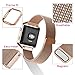 Oitom Metal Bands Strap Compatible Fitbit Blaze,Large (6.3-9.1 in), Frame Housing+Milanese Loop Stainless Steel Accessory Band Bracelet for Fitbit Blaze Smart Fitness Watch (Rose Gold Frame+Loop)