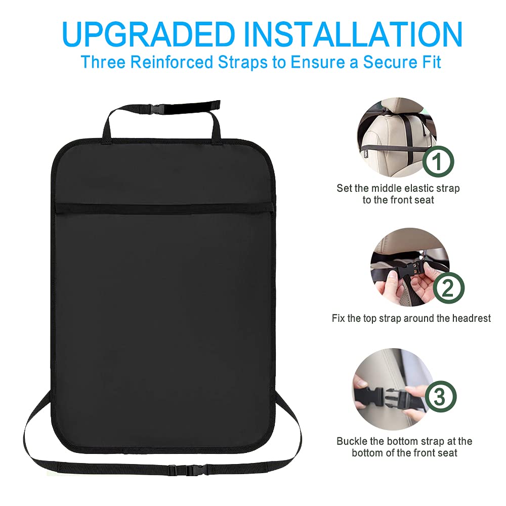 BLYPHOO Premium Backseat Organizer for Kids 2 Pack, Heavy Duty Waterproof and Stain Resistant Kick Mats Back Seat Protector, Durable Backseat Car Organizer with Tablet Holder+Storage Pockets