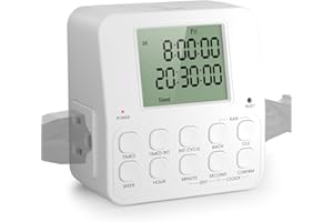NEARPOW Digital Timer Outlet, Infinite Interval Repeat Cycle Timer Plug, Indoor Timed Interval Cycle Power Switch, 7 Day 24 Hour Daily Programmable Electrical Outlet with 20 ON/Off Programs 15A/1875W