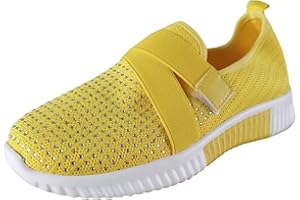 Outdoor Casual Slip-on Leisure Shoes Fashion Women's Breathable Women's Boys Tennis Shoes Size 2 (Yellow, 9.5-10)