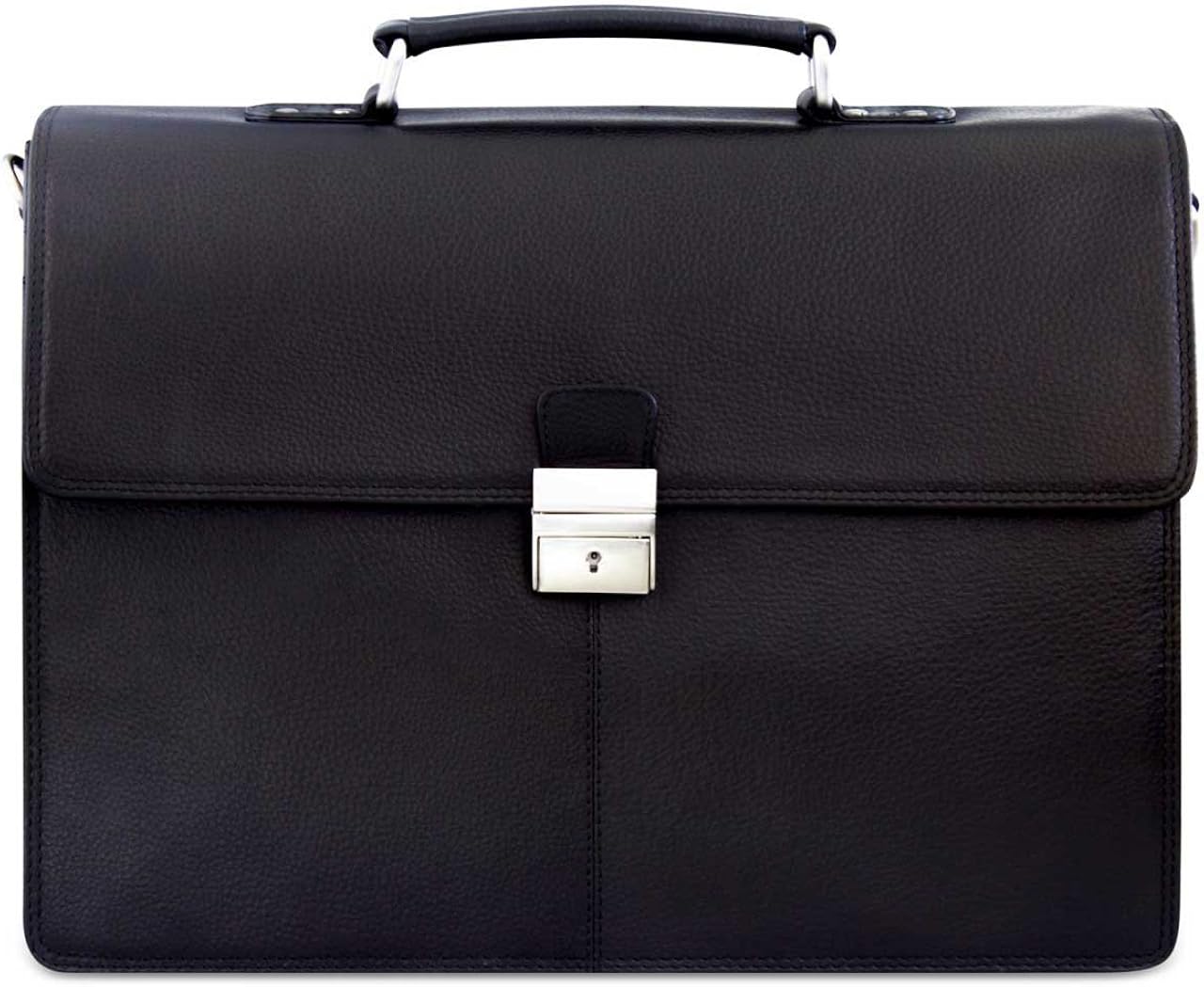 STILORD Business Bag Men's Briefcase Laptop Bag Real Cow Leather Black, 15.6 inch