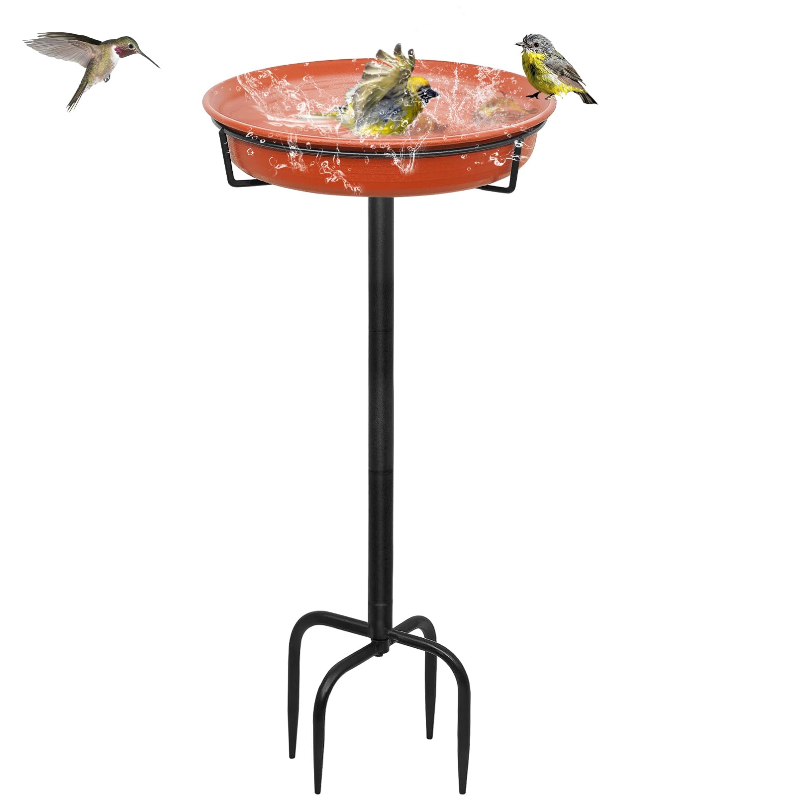 28In Freestanding Birdbaths Bowl Outdoor, Free Standing Garden Bird Bath Bird Feeder Bowl with Metal Stake, Detachable Decoration Spa Birdfeeder for Garden Patio Yard Lawn, 4 Spiky Feet… (C)