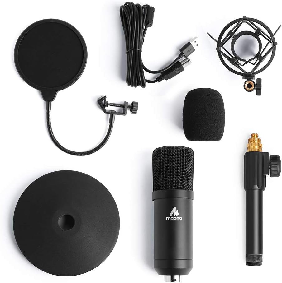 USB Microphone Kit 192KHZ/24BIT MAONO AU-A04T PC Condenser Podcast Streaming Cardioid Mic Plug & Play for Computer, YouTube, Gaming Recording: Musical Instruments