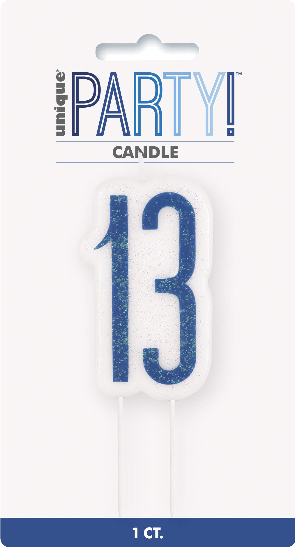 Unique Party 83876 - Glitz Blue & Silver 13th Birthday Candle