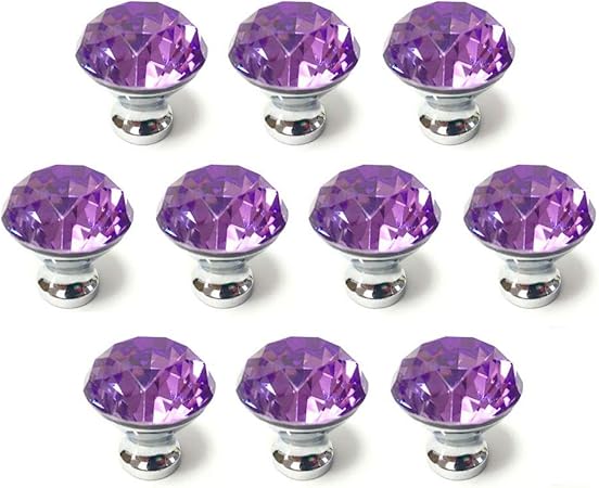 Anjuu 10 Pcs 30mm Silver Plated Base Diamond Shape Crystal Glass