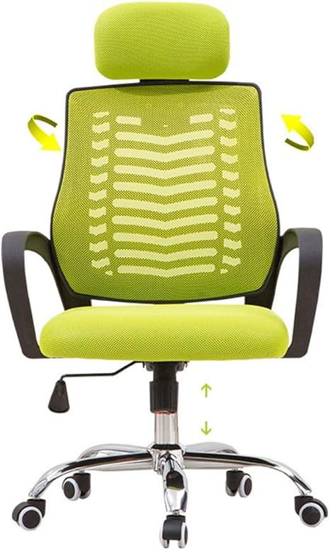Amazon Co Jp デスクチェア オフィスチェア 女性男性のための緑の人間工学に基づいたオフィスチェア 枕付きのモダンな回転式回転椅子 背中の痛み 高さ調節可能 ホーム キッチン
