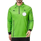 CUTIEHON Soccer Referee Jersey, Long Sleeve Official Pro Soccer Referee Shirt, Featuring a Badge Holder & Pockets