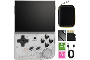 DREAMHAX RG35XX 2024 New Updated Version Retro Handheld Game Console, 3.5 Inch IPS Screen Built-in 5500 Games Linux System, Support Gamepad and HDMI TV Output (Transparent White, with Portable Bag)