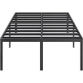 Lutown-Teen 22 Inch High Full Size Bed Frame with Rounded Corner Legs, Sturdy Mattress Foundation, Heavy Duty Metal Platform Bed Frame Full No Box Spring Needed, Noise Free, Easy Assembly, Black
