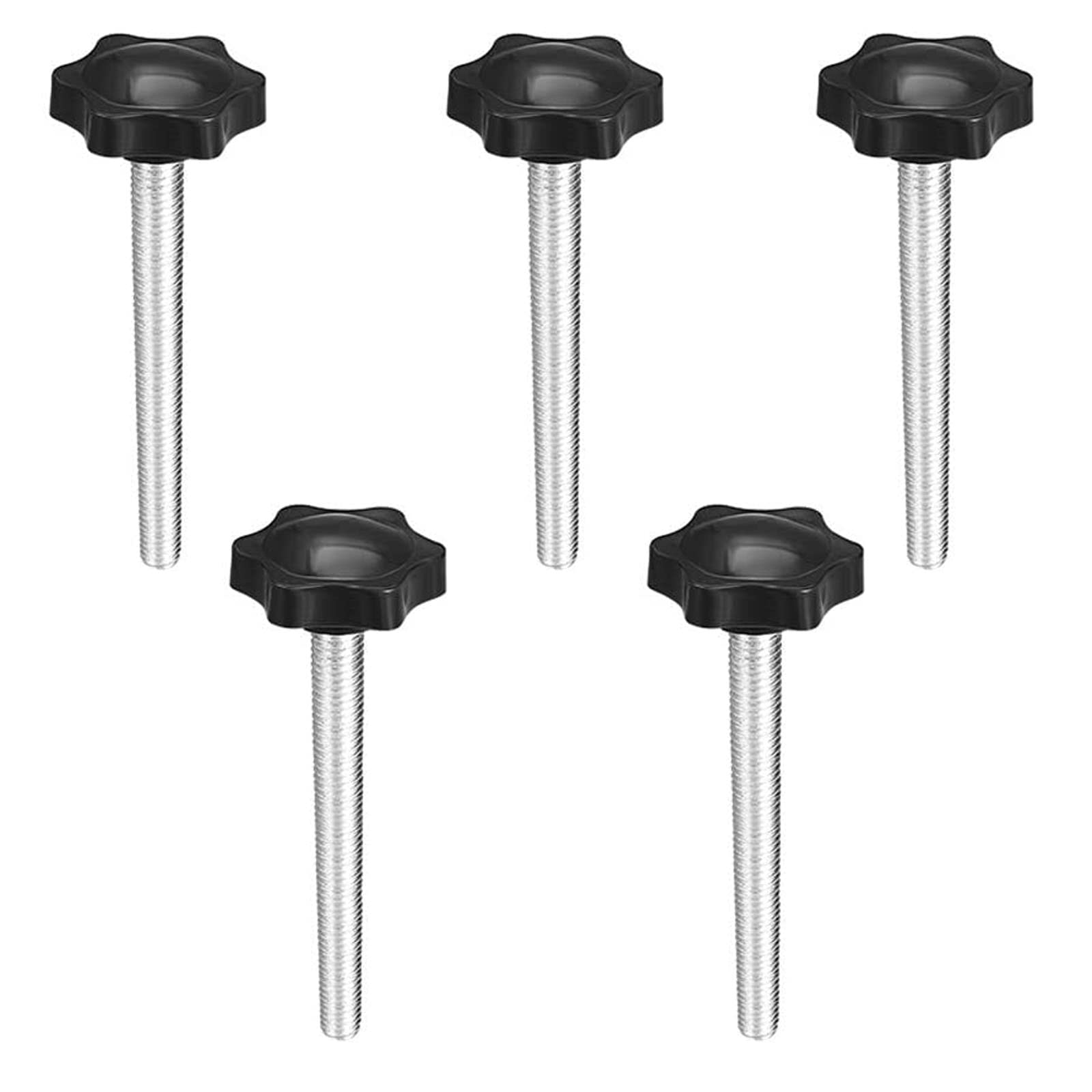 TA-VIGOR 5 Pcs Plum Hex Shaped Clamping Screw Knob, 38mm Dia M8 x 60mm Plastic Head Clamping Knob Handle Male Thread Thumb Screw