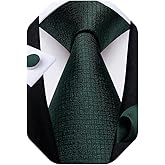 DiBanGu Mens Solid Color Tie and Pocket Square Set Woven Silk Plain Necktie & Handkerchief for Men Wedding Party Formal