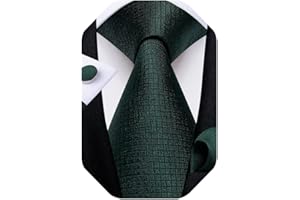 DiBanGu Mens Solid Color Tie and Pocket Square Set Woven Silk Plain Necktie & Handkerchief for Men Wedding Party Formal
