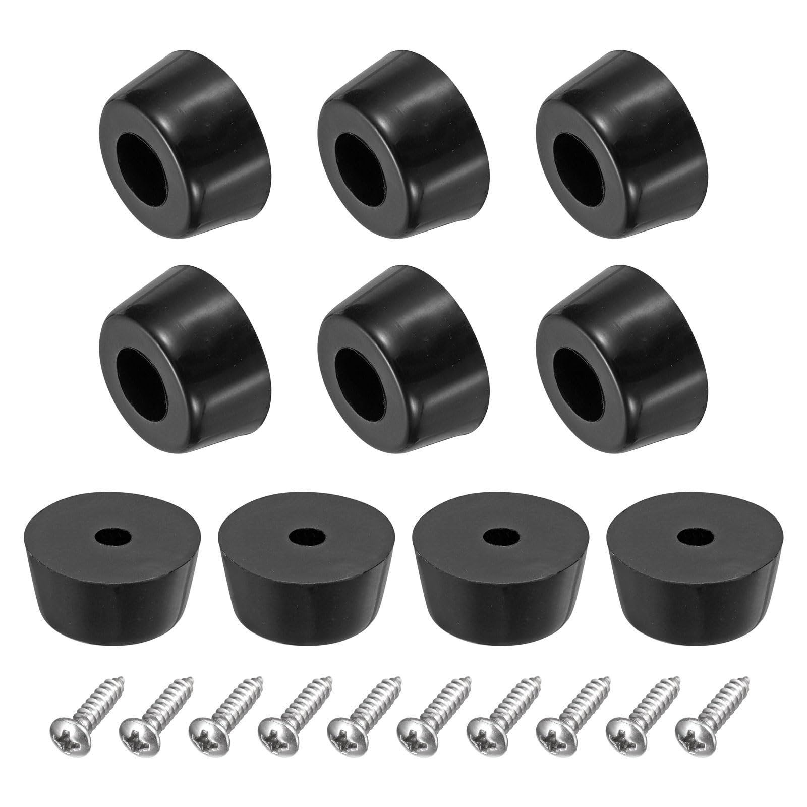uxcell 10Pcs Rubber Bumper Feet, 0.31" H x 0.59" W Round Pads with Stainless Steel Washer and Screws for Furniture, Appliances, Electronics