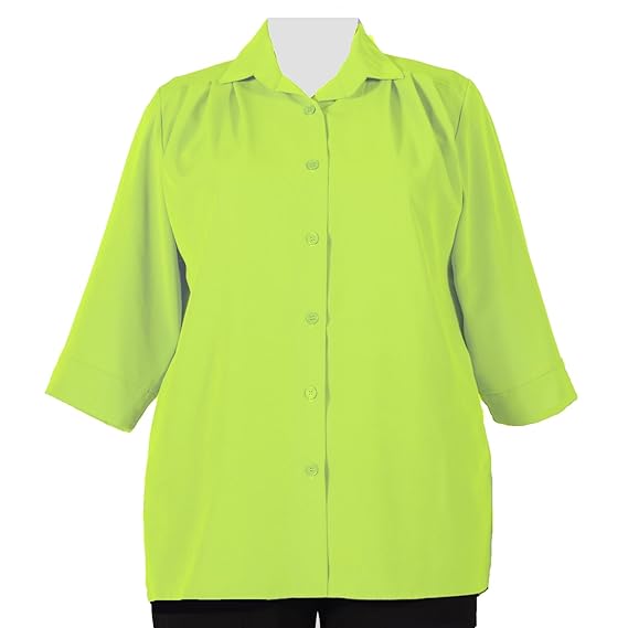 Lime Green 3/4 Sleeve Tunic Plus Size Woman's Blouse at Amazon Women’s Clothing store