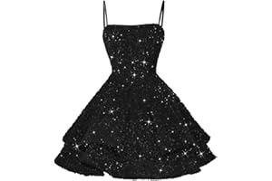 YOFF Sequin Short Homecoming Dresses for Teens 2025 Sparkly Spaghetti Straps Sweet 16 Prom Cocktail Dress YO070