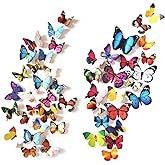 Eoorau 80 Pcs 3D Butterfly Wall Stickers Decorations for Room Decor | Waterproof / Removable / Reusable / 3d Effect / Tear-resistant