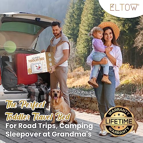 ELTOW Inflatable Toddler Travel Bed with Safety Bumpers, Portable