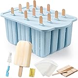 Popsicles Molds, MEETRUE 12 Pieces Silicone Popsicle Molds Easy-Release BPA-free Popsicle Maker Molds Ice Pop Molds Homemade 