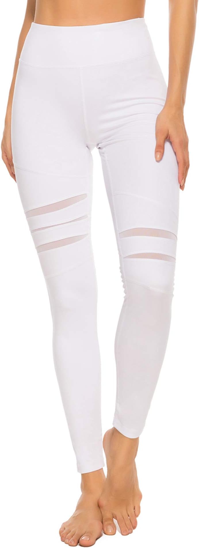 Women's Mesh Leggings Yoga Pants Sport Gym High Waist Tummy Control