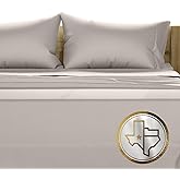 TEXAS LINEN CO. 100% Egyptian Cotton Queen Sheets Set - Luxury 1500 Thread Count Egyptian Cotton Sheets Queen Size Bed Set, 17" Deep Pocket, Soft, Cooling Sateen Hotel Quality Bedding Set - Beige
