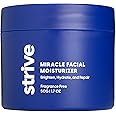 Strive Miracle Facial Moisturizer for Men, Clinical Strength Brightening Mens Skin Care with 4% Niacinamide+, Hyaluronic Acid & Ceramides, Anti-aging, Hydrating, All Skin Types, Fragrance Free - 50g