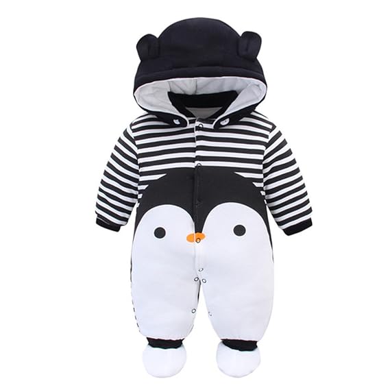 Baby Overall Mit Kapuze Footies Winter Strampler Schneeanzüge Karikatur Jumpsuit Mädchen Jungen Kleidungsset