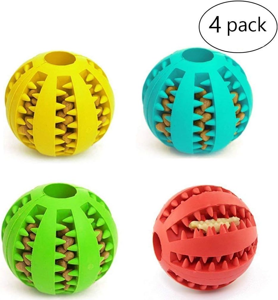 4 Pack Pet Toy Ball for Dogs NonToxic Bite Resistant Soft Rubber