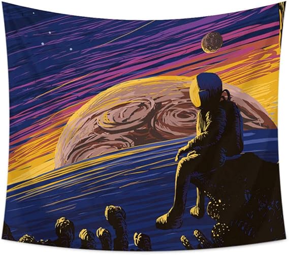BAOFUFU Tapiz,El Astronauta de Piedra Planeta Espacial Hippie Bohemian