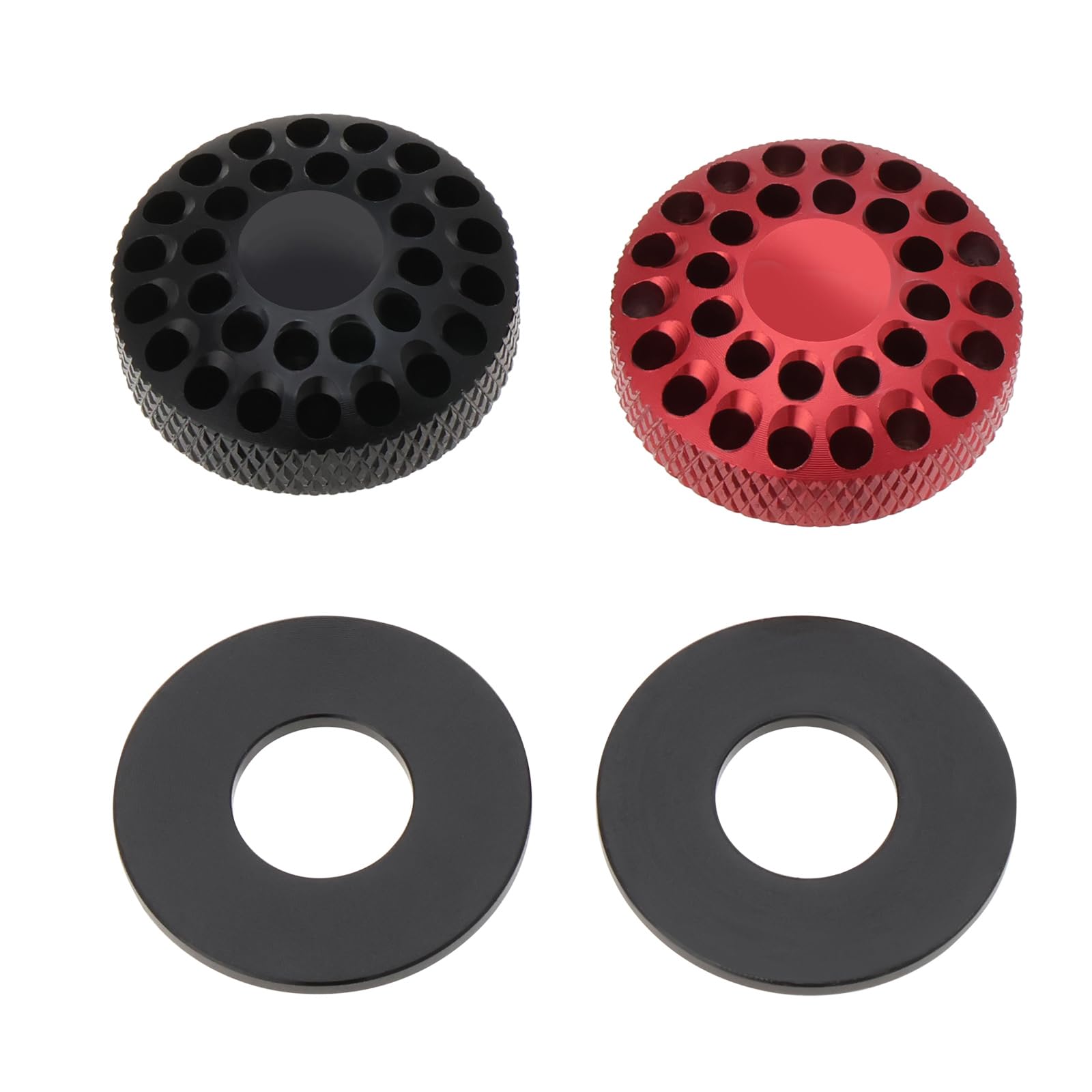 OTOTEC 2 Sets Bicycle Front Fork Cap Suspension Cover Bike Fork Air Valve Cover Compatible with Manito Compatible with FOX (Black and Red)