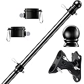 PHITRIC Flag Pole Kit, Tangle Free Spinning Stainless Steel Rustproof Flagpole for 3x5 Sports Fan Outdoor Flags for Outside House (Black, 5FT, with Bracket)
