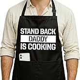 Niyorayna Funny Black Grill Apron with Pockets for Man,Dad,Husband,Father in Law,Chef Daddy Grilling Apron BBQ Cooking Gifts