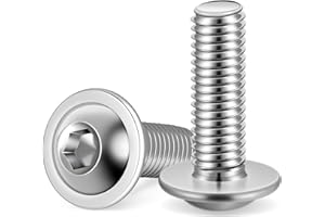 MewuDecor M6 x 20mm Flanged Button Head Socket Cap Screws, Stainless Steel 18-8, Bright Finish, Full Thread, Pack of 25