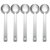 Timoo Coffee Measuring Scoop 1 Tablespoon long handle Stainless Steel spoon for Coffee, Milk Powder, Fruit Powder, Set of 5
