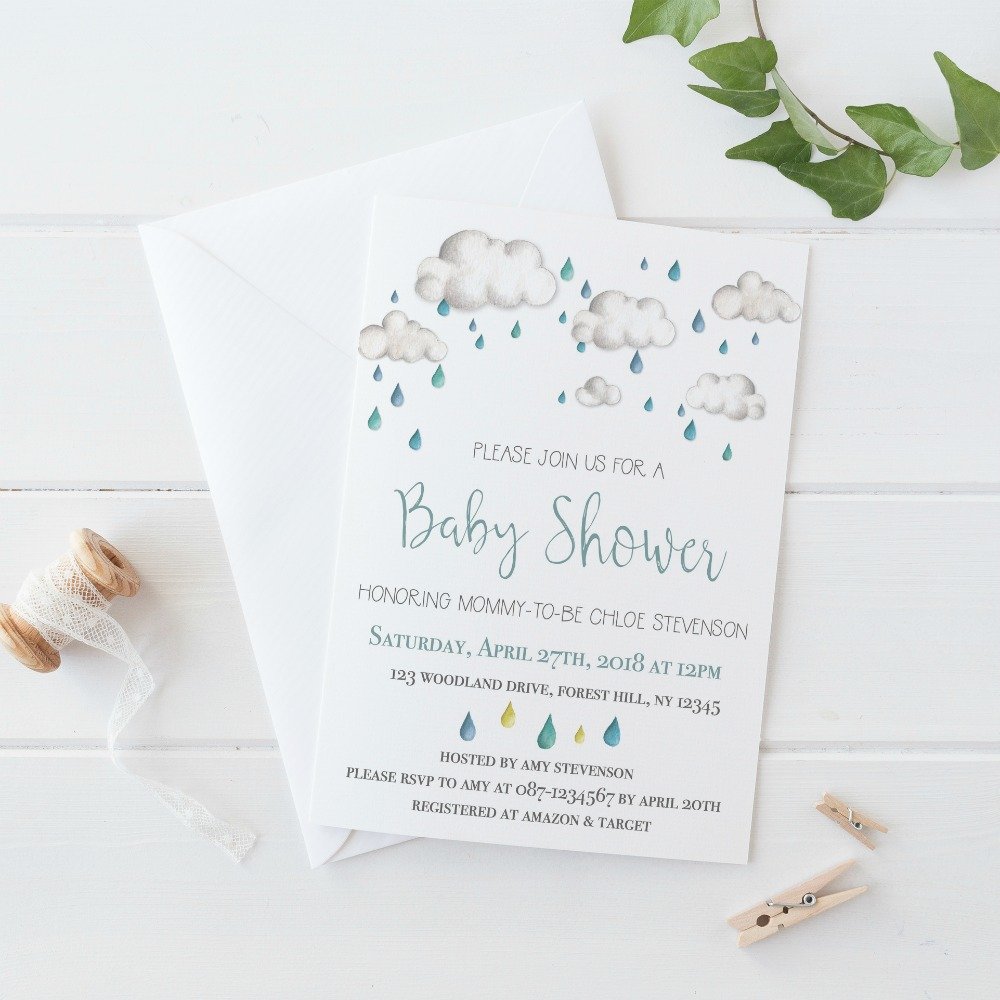 cloud baby shower invitations