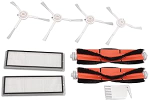 SIXRUN Brush Filters White Flat Comb Kit, Replacement for Mijia 1C F9 Mi Robot Vacuum Mop, with Premium ABS HEPA Silicone for