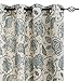 jinchan Linen Curtains for Living Room, Blue Floral Paisley Patterned Curtains 84 Inch Length, Light Filtering Ikat Drapes for Bedroom, Vintage Farmhouse Window Treatments, Grommet Top 2 Panels, Blue