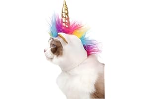 NACOCO Cat Unicorn Hat with Ear Hole for Small Dogs Puppy, Cat Costume Accessory for Halloween, Cosplay Mane Cap (with Ear Hole)