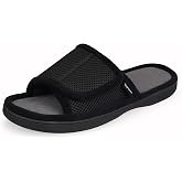 Garonne Men's Adjustable Wrap Open-toe Slippers with Memory Foam