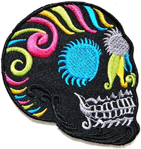 Black Sugar Skull Day of the Dead Punk Rock Hippie Lady Rider Logo Biker Jacket T shirt Patch Sew Iron on Embroidered Badge Custom