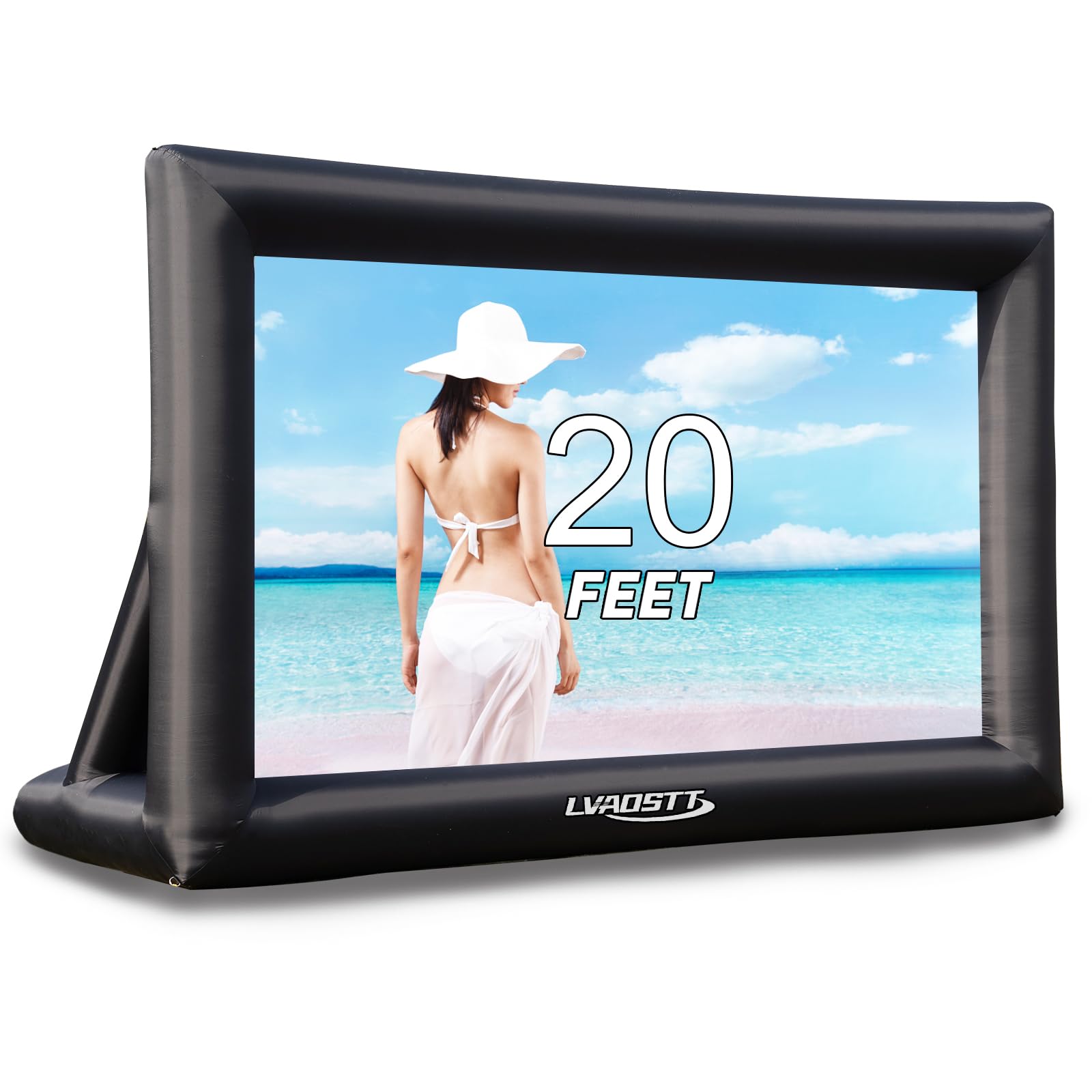 Photo 1 of Inflatable Projector Screen, 20ft Inflatable Movie Screen Outdoor One-piece Design Front & Rear Projection Blow Up Movie Screen Outdoor Projector Screen Easy Set Up for Backyard Movie Night Pool Party