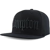 Trendy Apparel Shop 3D Compton Old English Font Embroidered Flat Bill Snapback Cap